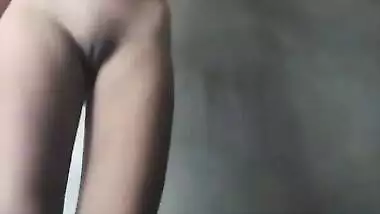 Cute village girl bathing