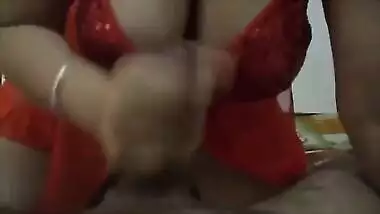 Horny Bhabhi in Red Nighty oral