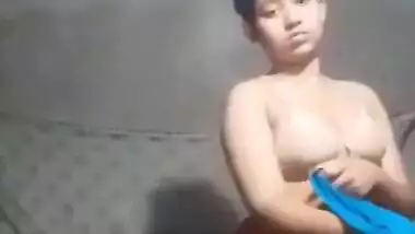 Beautiful cute innocent girl making nude video for Bf